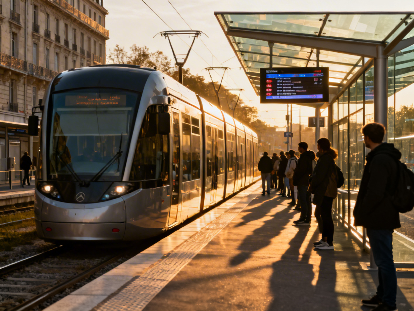 Tramway Ginko traversant le centre-ville de Besançon